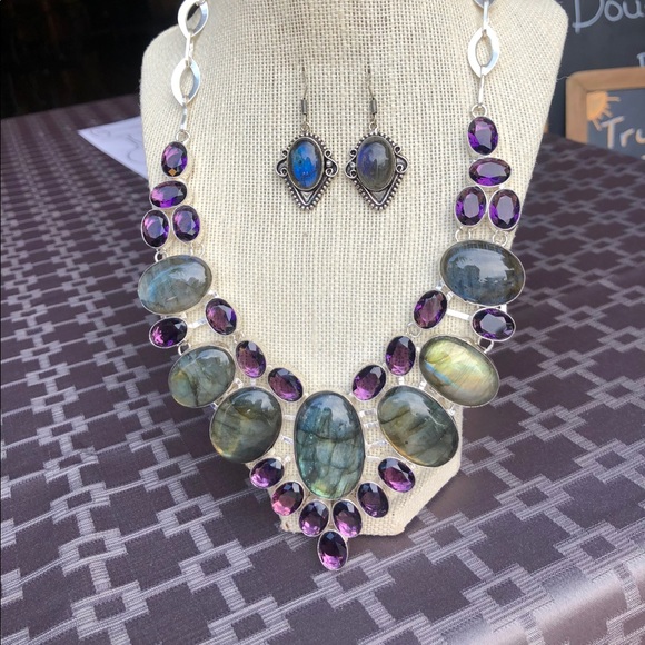 SOLD Labradorite & Amethyst Necklace - Picture 7 of 8